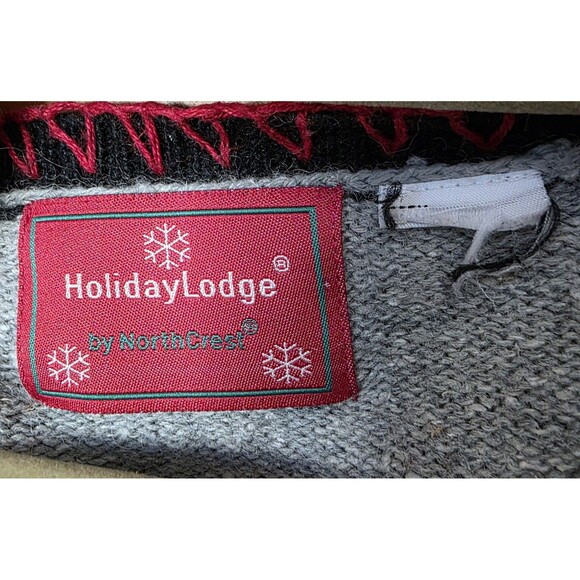 Holiday Lodge Cardigan Sweater Size Medium Christmas Holiday Cabin Moose Rustic - Picture 2 of 8